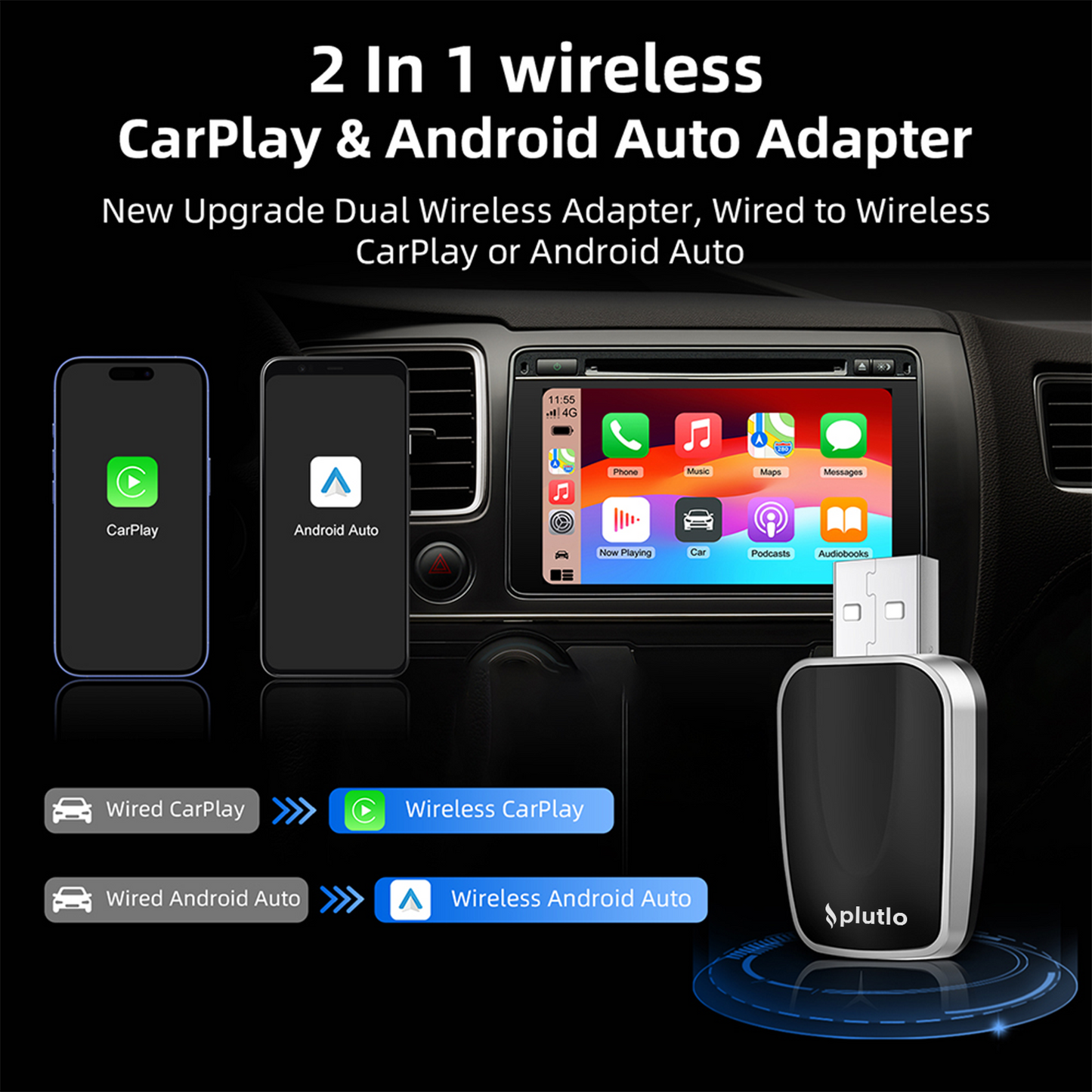 Wireless 2-in-1 Airlink CarPlay & Android Auto Adapter