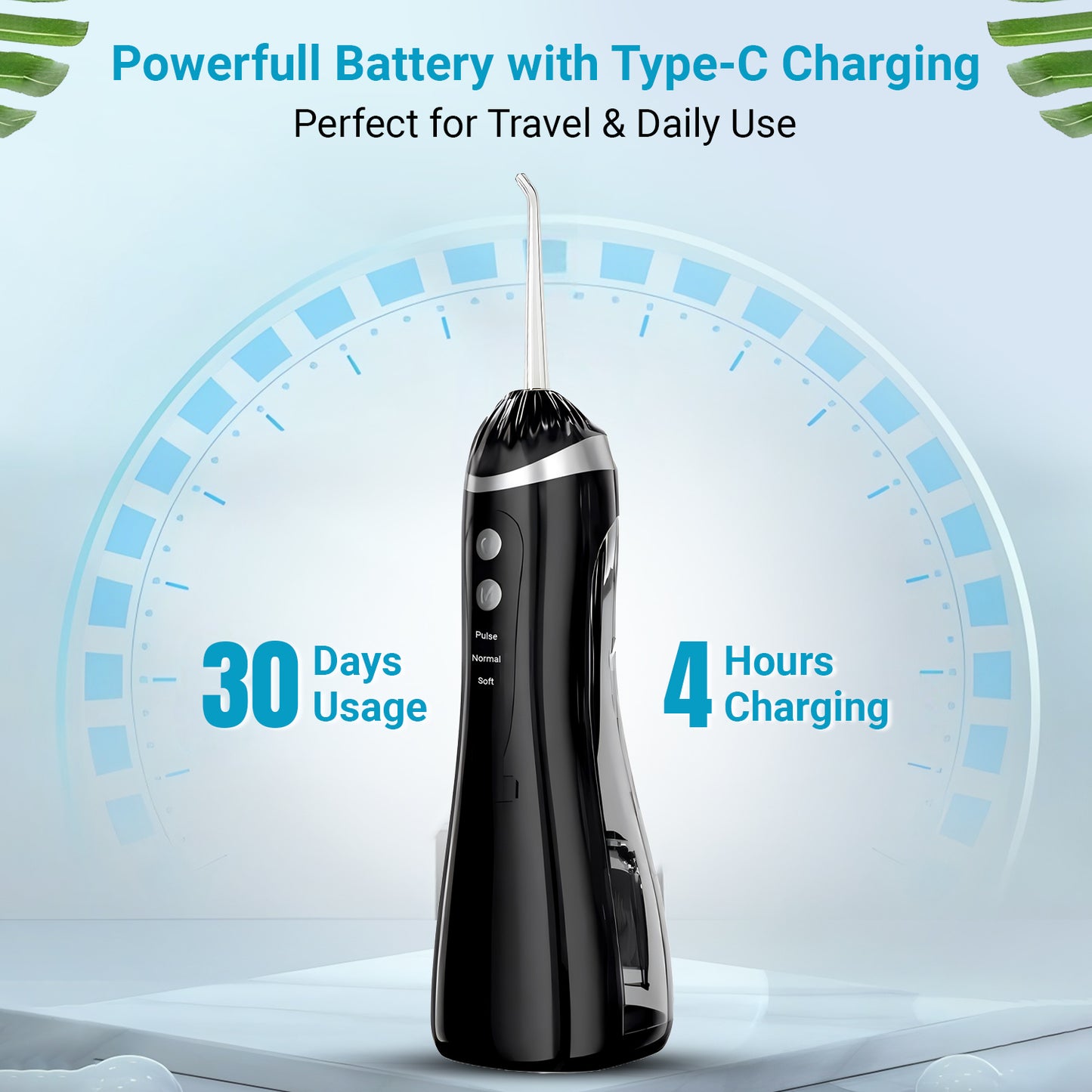 Plutlo Aqua Floss Oral Dental Water Flosser for Teeth | Black