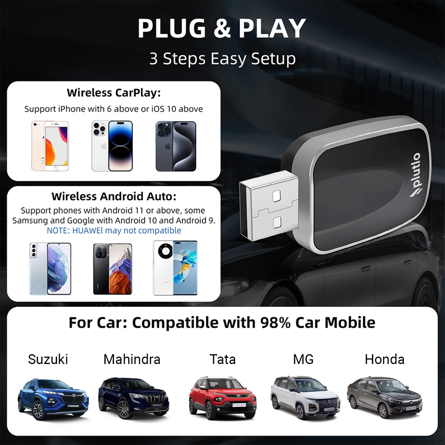 Wireless 2-in-1 Airlink CarPlay & Android Auto Adapter