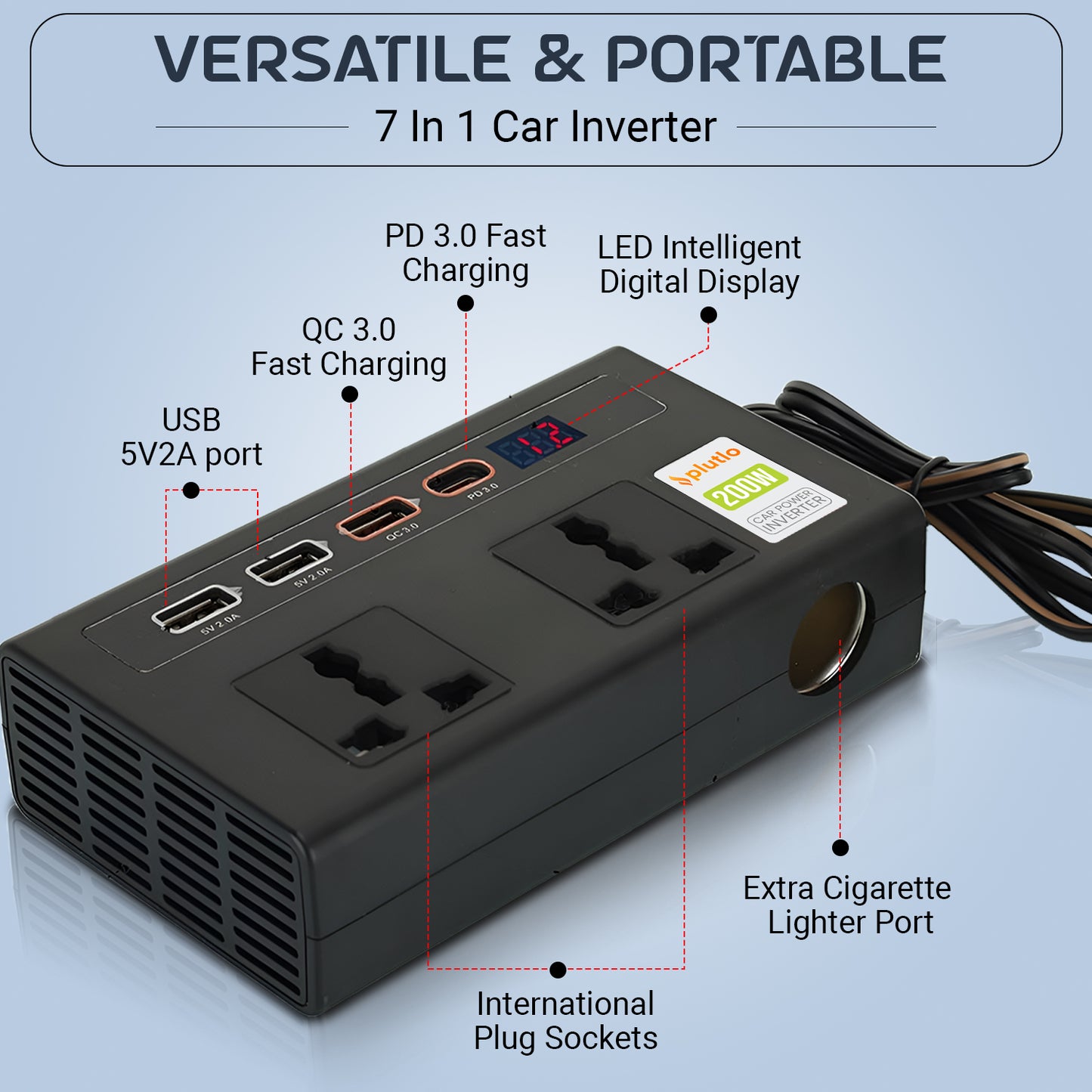 Plutlo car inverter | Black