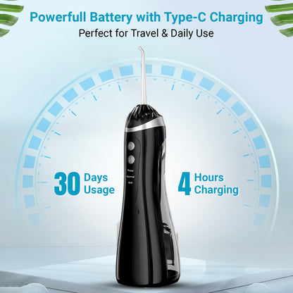Plutlo Aqua Floss Oral Dental Water Flosser for Teeth | Black