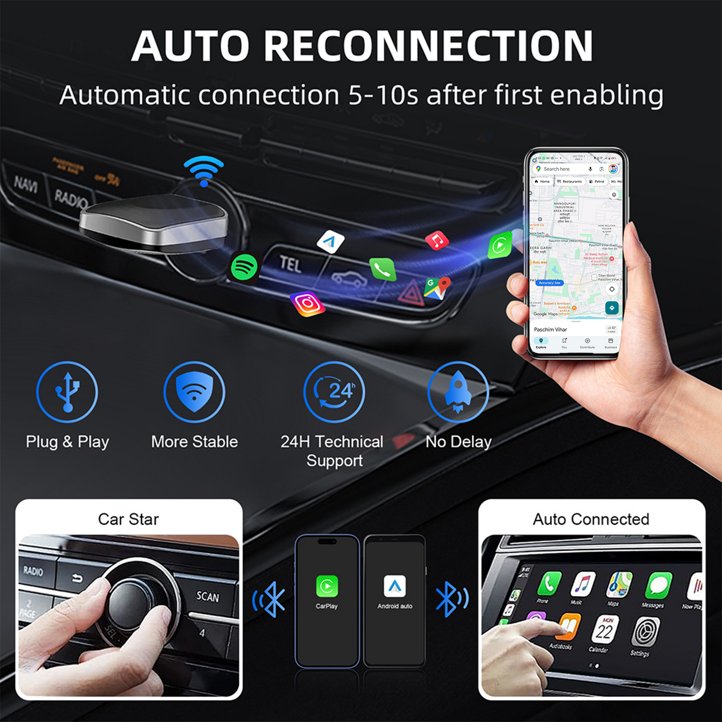 Wireless 2-in-1 Airlink CarPlay & Android Auto Adapter