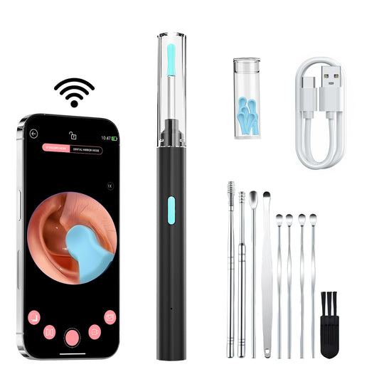 Plutlo Clean 'o' Ear Wax Removal Tool Kit with HD Camera | Black