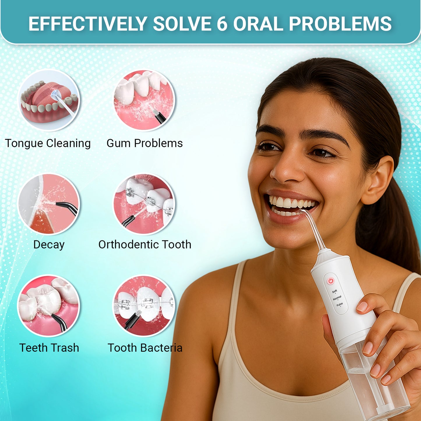 Plutlo Aqua Floss Oral Dental Water Flosser for Teeth | White