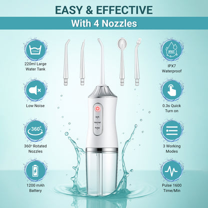 Plutlo Aqua Floss Oral Dental Water Flosser for Teeth | White